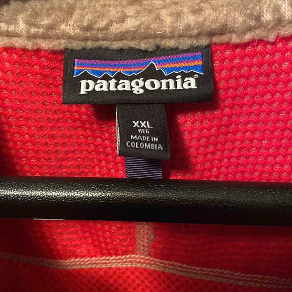 Men's Vintage Patagonia Retro X Deep Pile Zip Up Fleece Vest XXL Blue Tan - Picture 3 of 3